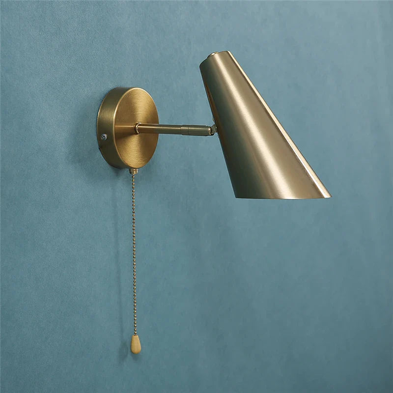 Foldable and Rotatable Wall Lamps with Pull Chain Switch Adjustable E27 Bedside Decor Light Fixtures Modern Study Reading Lights