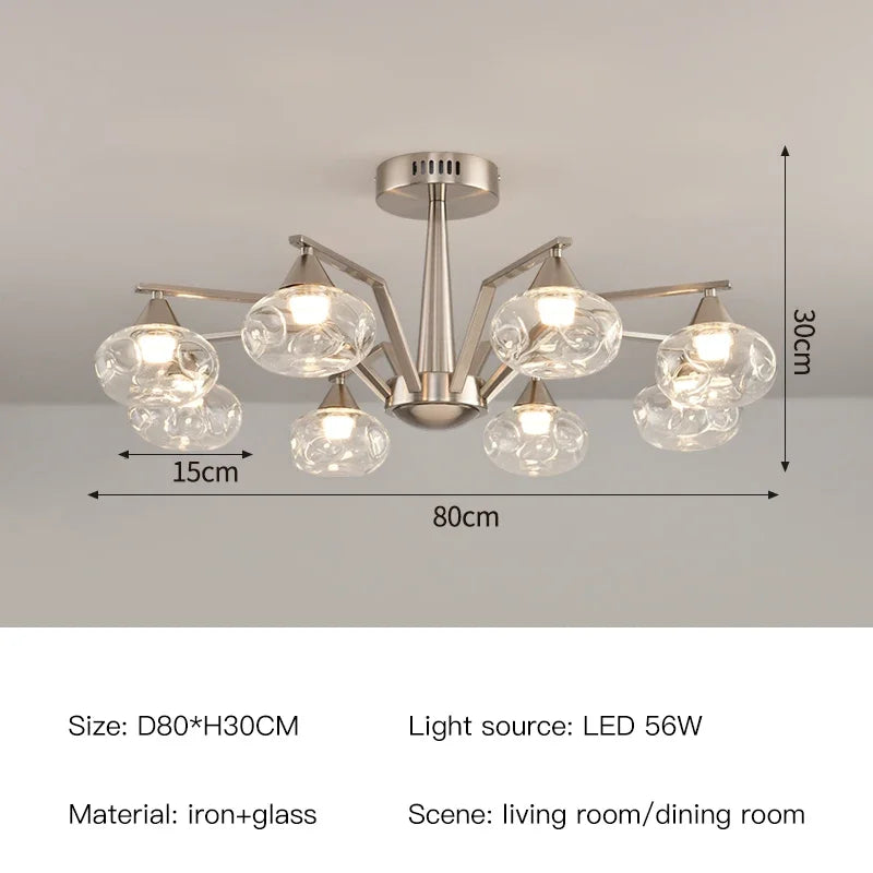 French Medieval Creative Retro Glass Pendant Lamp Living Room Bedroom Restaurant Kitchen LED Chandelier Indoor Decor Lighting