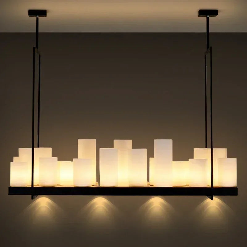 American Style Iron Art Retro Glass Candle Chandeliers Living Room Restaurant  Kitchen Led Pendant Lamp Bar Lighting Decorative