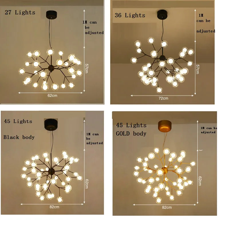 Modern Heracleum Glass Bubble Chandelier – Tree Branch LED Ceiling Light