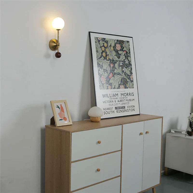Wooden Glass Iron Art Wall Lamps Nordic Living Room Bedhead Corridor Balcony Decoration Lighting Fixtures Equipped with G9 Bulbs