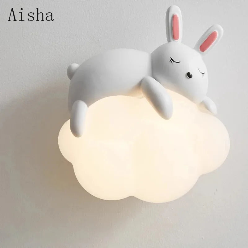 Cute Bunny Cloud Wall Lamp – Kids Bedroom Night Light