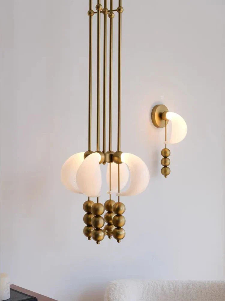 Modern Glass & Brass Pendant Light – Sculptural Orb Hanging Lamp