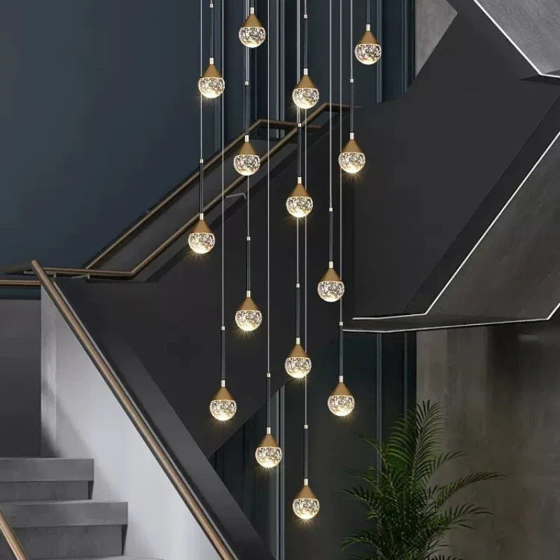 Nordic crystal lamps home decor Chandelier Glass ball living dining room Staircase Duplex indoor High-rise Ceiling Pendant light