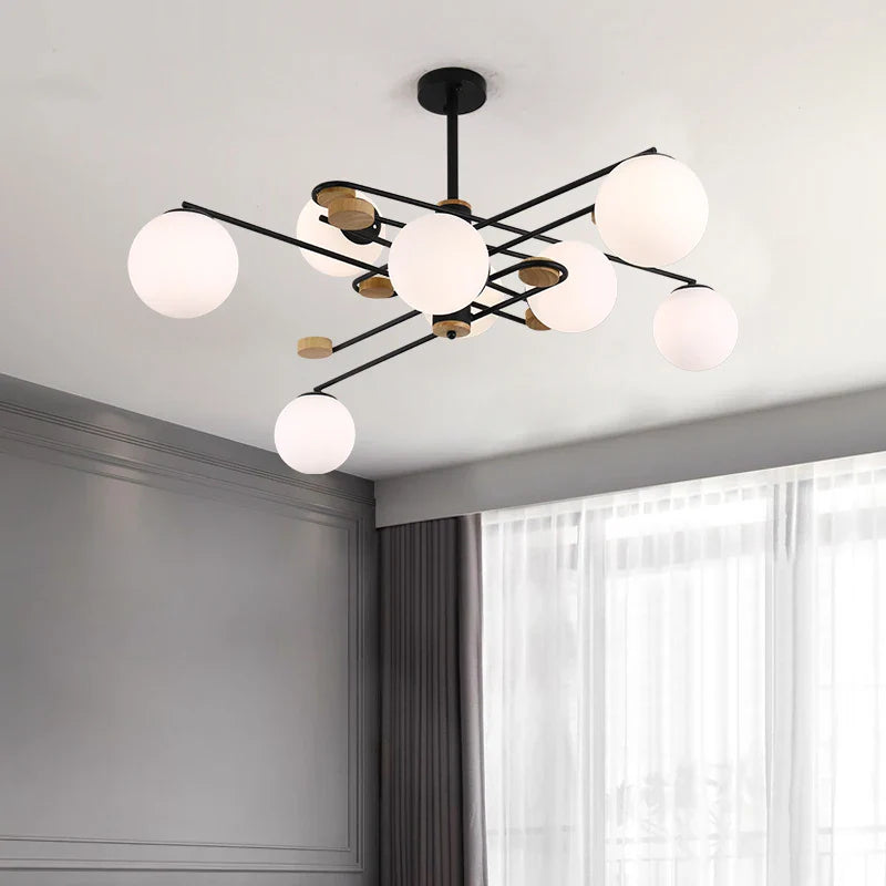 Vintage chandelier geometric magic bean restaurant iron wood light living room Nordic bubble lights bedroom lounge lights