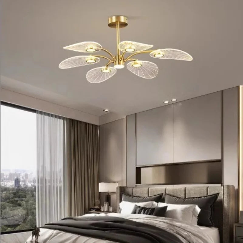 New Creative Petal Acrylic Chandelier Bedroom Children's Room Living Room Restaurant Designer Pendant Lamp Home Decor Lighting