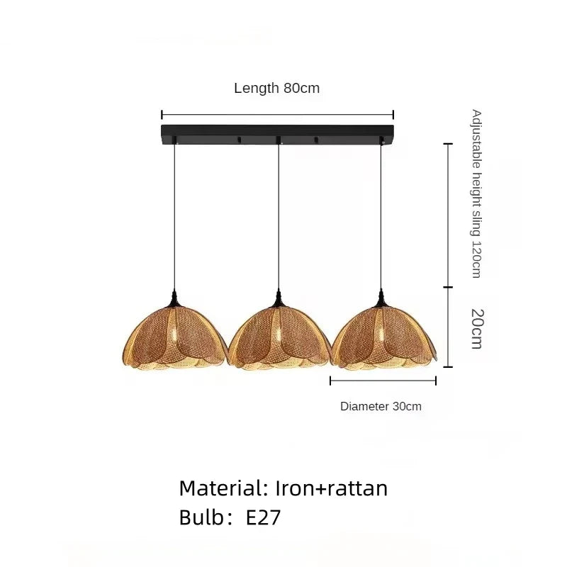 Modern Rattan Pendant Light Set – 3 & Single Hanging Ceiling Lamps