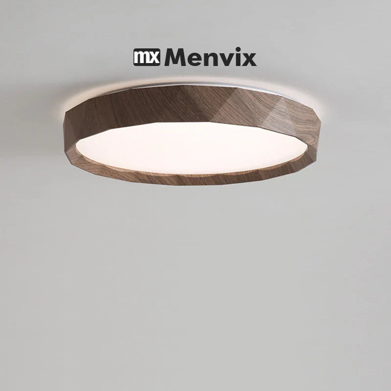 Nordic Walnut Colored Ceiling Light Retro And Minimalist Circular And Minimalist Eye Protection Bedroom Lighting Fixtures