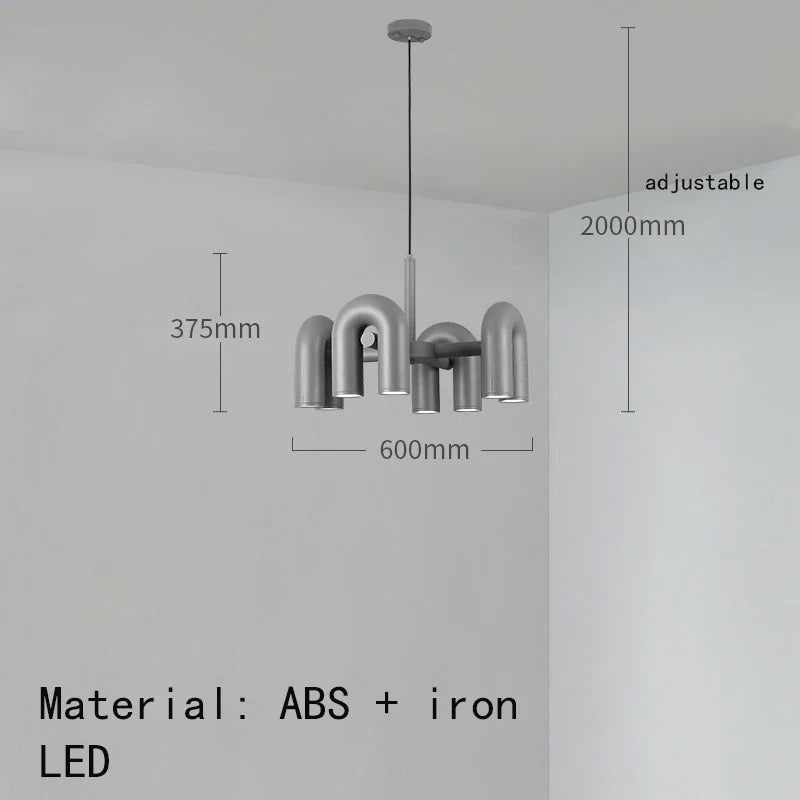 Modern Sculptural Chandelier – Black Pipe LED Ceiling Light