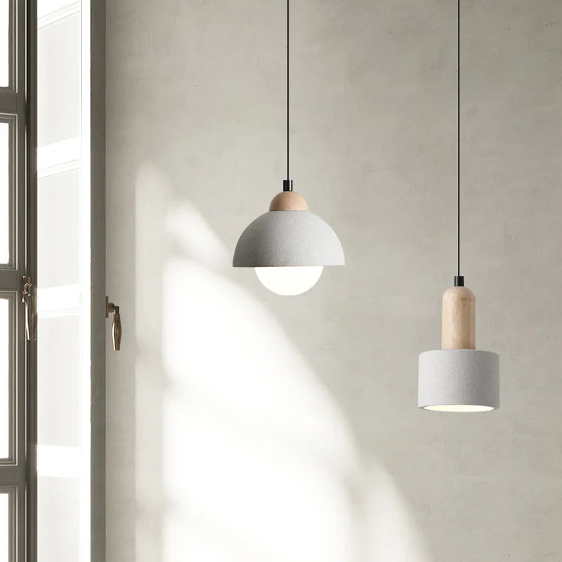 Wabi-sabi bedroom bedside chandelier Nordic simple modern entrance restaurant bar creative cement small ceiling light