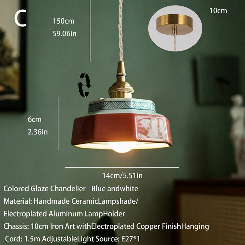 New Chinese-style retro ceramic pendant lights, Japanese-style guesthouse display windows, restaurant tea room bar counter islan