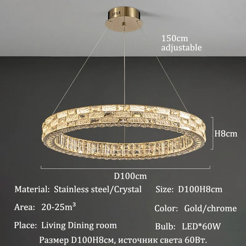 2025 Designer's New Restaurant Crystal Chandelier Luxury High-end Living Room Bedroom Light Dining Desk Bar Counter Pendant Lamp
