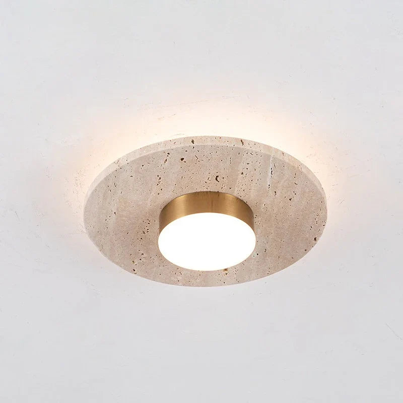 Round Stone LED Ceiling Lamp Balcony Hallway Living Room Industrial Vintage Entrance Ceiling Light Fixtures Plafondlamp