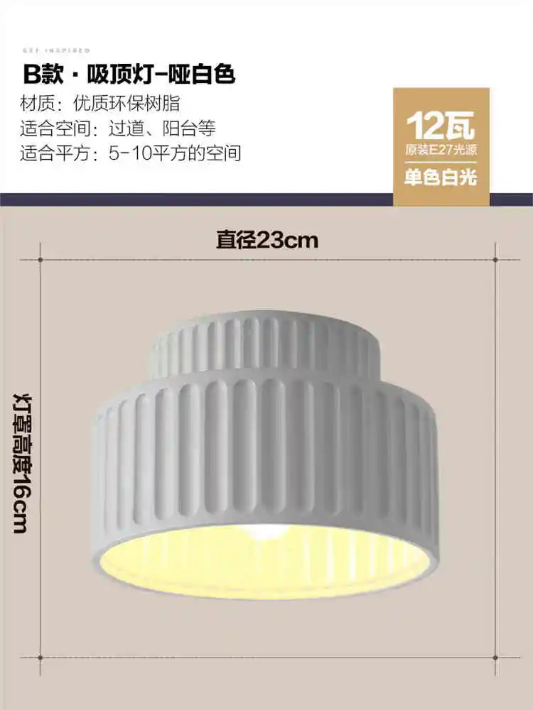 Modern Ribbed Pendant Light – Textured Resin Ceiling Lamp