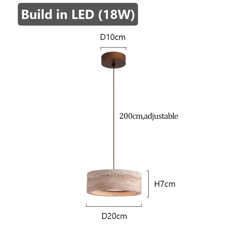 Travertine Stone Pendant Light – Minimalist Natural Ceiling Lamp