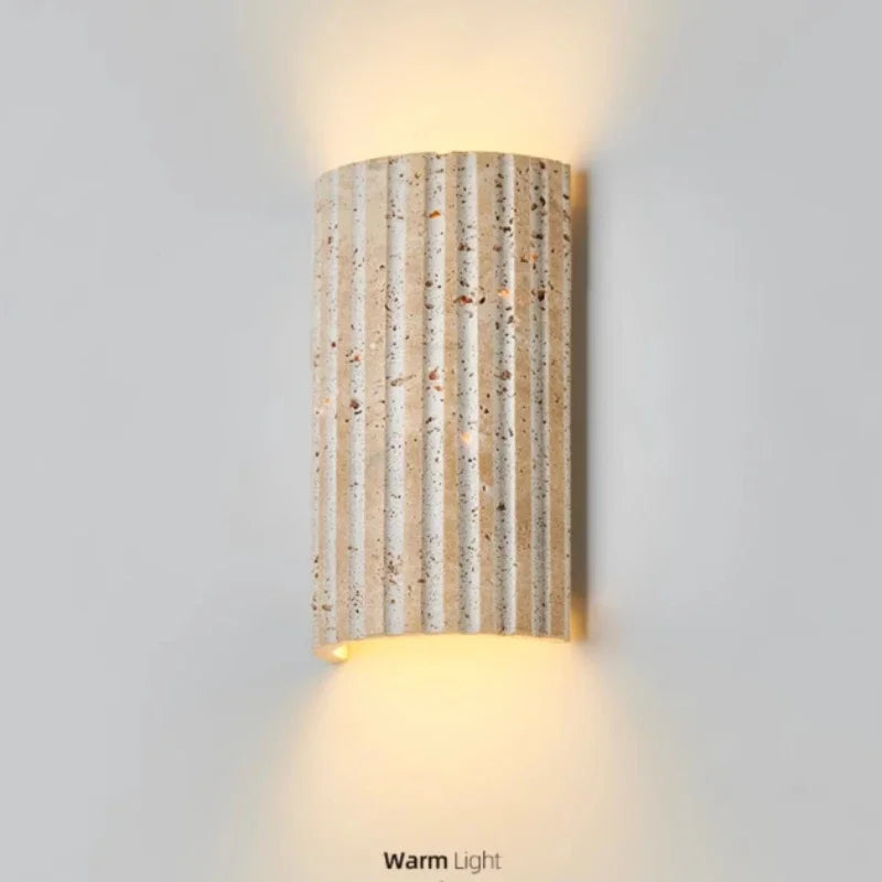 Wabi-Sabi Cave Stone Wall Light – Semi-Cylinder LED Sconce for Bedroom & Hallway