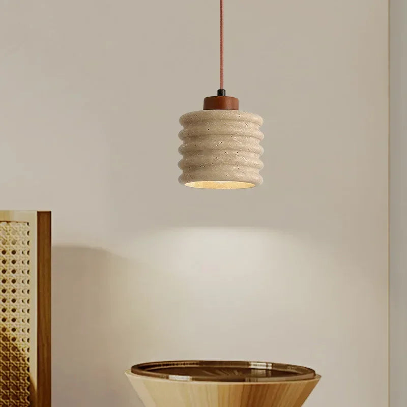 Nordic Stone & Wood Ceiling Light LED – Modern Minimalist Lamp for Bedroom, Dining & Foyer