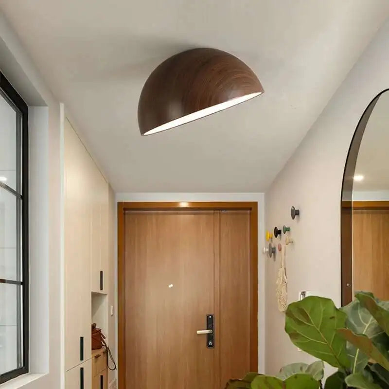 Walnut LED Ceiling Light Retro Full Spectrum Eye Protection Bedroom Lamp Entrance Foyer Corridor Lighting Fixture New Chandelier