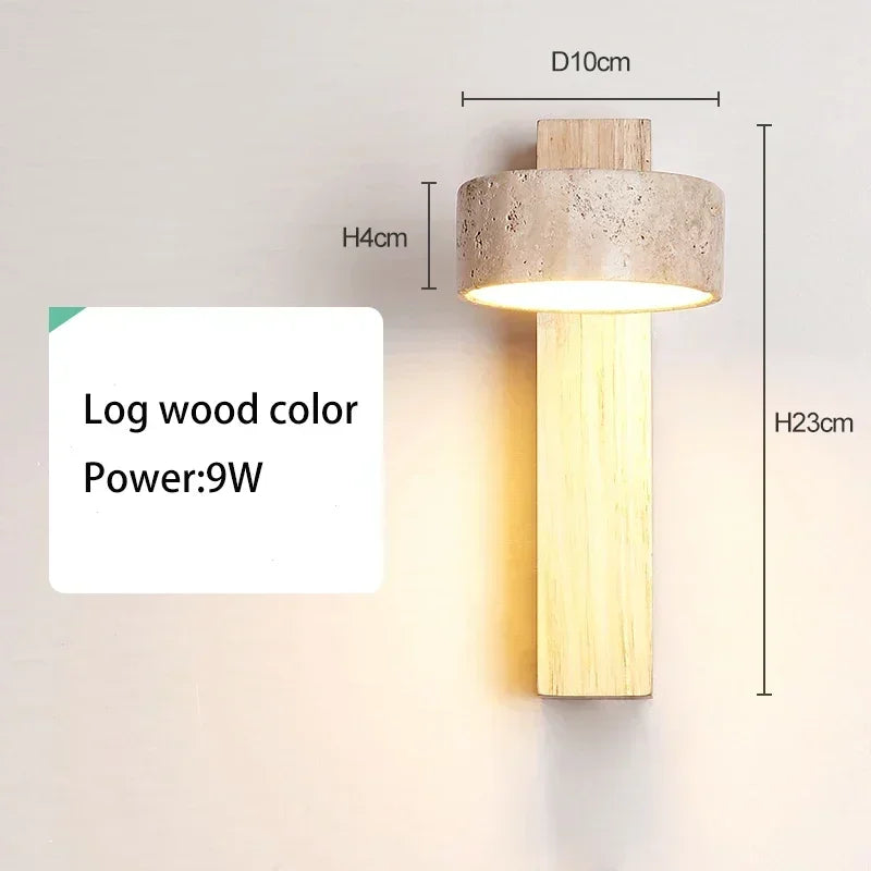 Cream Stone Wall Light with Pull Switch – Rotatable LED Bedside Sconce for Bedroom & Living Room