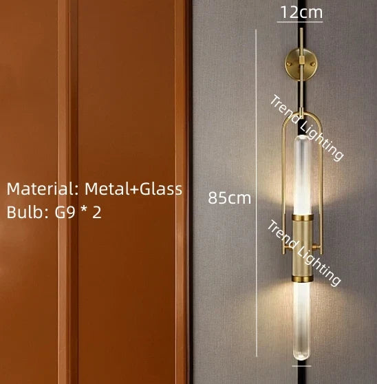 Creative Art Deco Wall Lamp Clear Glass Gold Metal G9 Bulb Home Lighting Sconce For Parlor Bedroom Aisle Stairs
