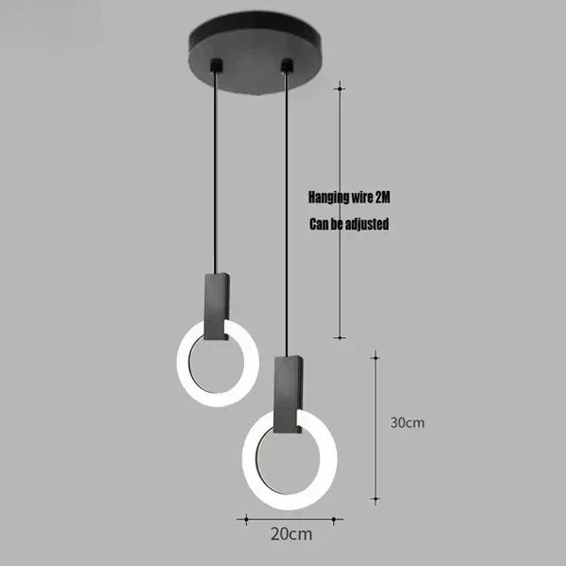 Nordic Simple LED Glass Pendant Lights Living Room Staircase Ring Creative Restaurant Bedroom Study Chandelier Home Decor Lamps