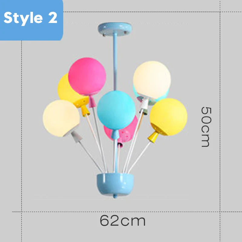Kids Balloon House Chandelier – Colorful Wooden Ceiling Light for Children’s Room