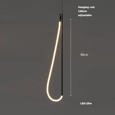 Modern Art Creative Ceiling Linear Long Strip LED Pendant Lamp,Lusters Bedroom Dining Room Indoor Home Decor Lighting Fixture