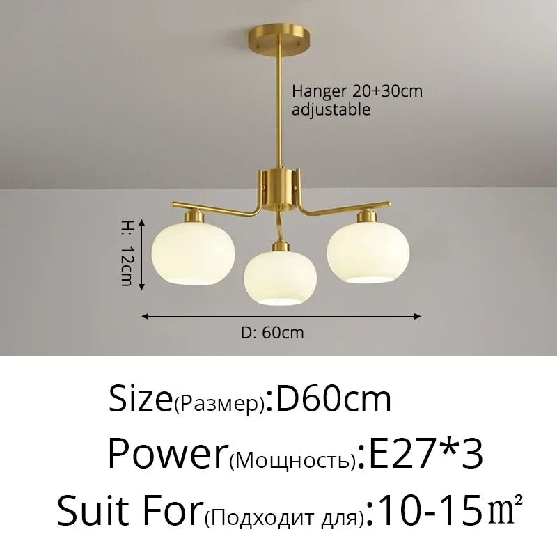 Nordic 3-Light Persimmon Pendant Light – Modern White Glass Ceiling Lamp