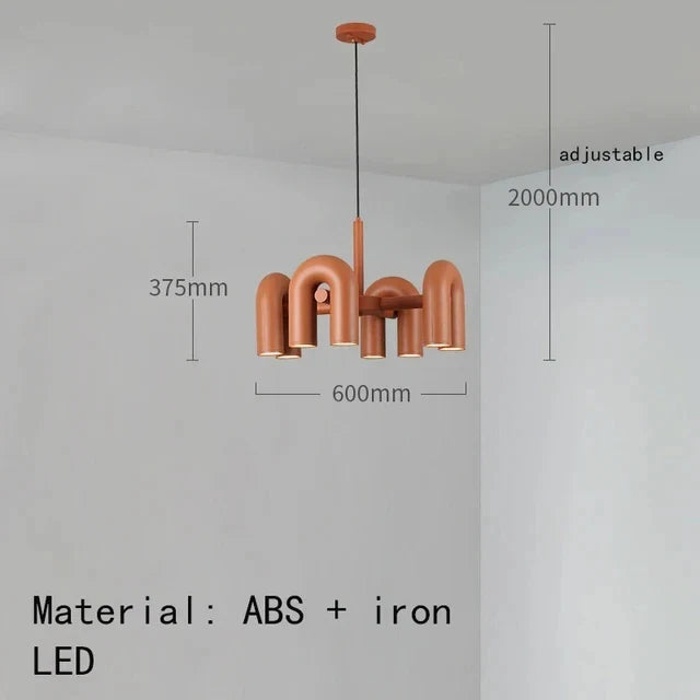 Nordic Designer U-shaped Water Pipe Chandelier Ins Rotatable Variable Shape Bedroom Living Room Home LED Lighting Fixture Decor