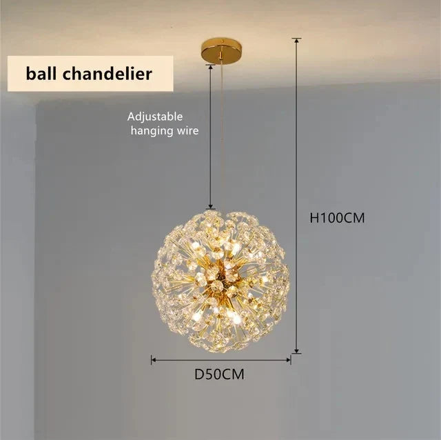 New Design Sun Flower Crystal Chandeliers for Living Room Kitchen Island Loft  LED Pendant Lighting House Decor Suspension Lamp