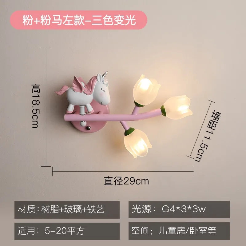 Children's Room Bedside Wall Lamp Girls' Bedroom Eye Protection Wall Light Energy-saving Modern Creative Cartoon Background Lamp