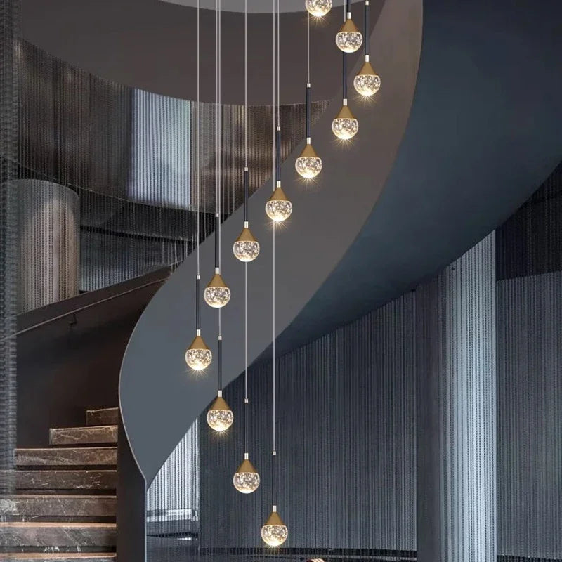 Nordic crystal lamps home decor Chandelier Glass ball living dining room Staircase Duplex indoor High-rise Ceiling Pendant light