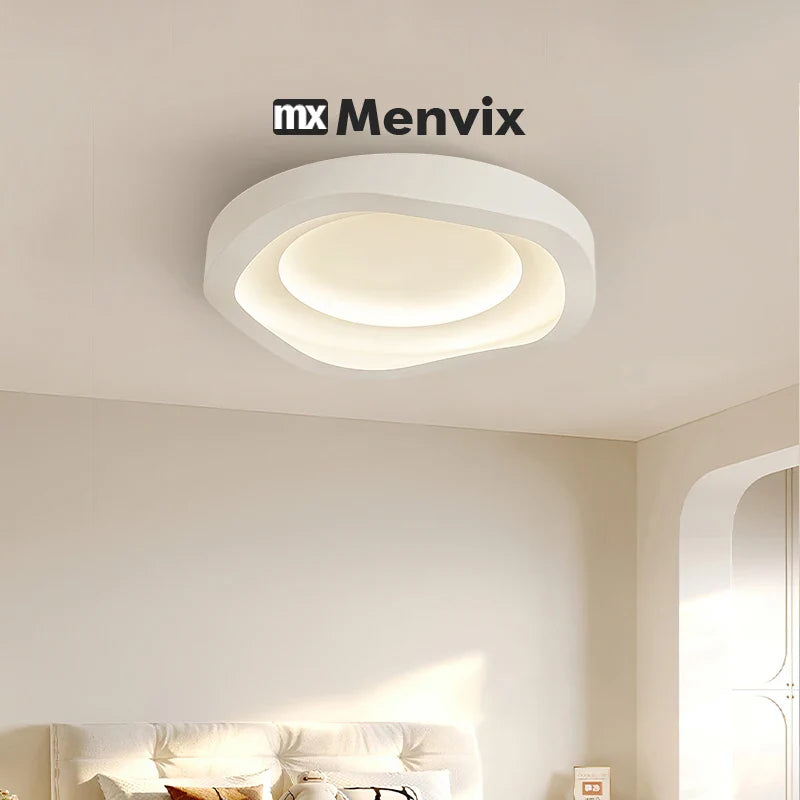 Menvix Modern LED Ceiling Lights Chandelier Round White Lamps Home Art Lighting Fixtures for Bedroom Study Dining Room Kitchen