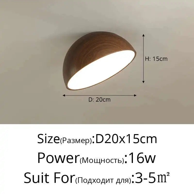 Walnut LED Ceiling Light Retro Full Spectrum Eye Protection Bedroom Lamp Entrance Foyer Corridor Lighting Fixture New Chandelier