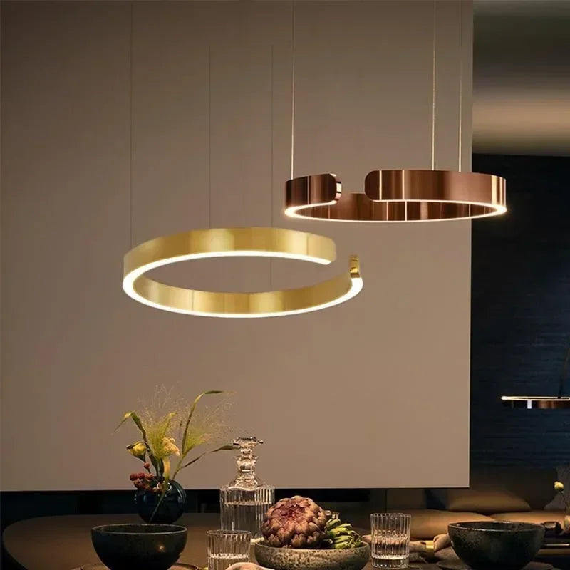 Italian Designer Ring Pendant Lamp Living Room Dining Table Kitchen Bedroom Dimmable LED Chandelier Home Decor Lighting Fixtures