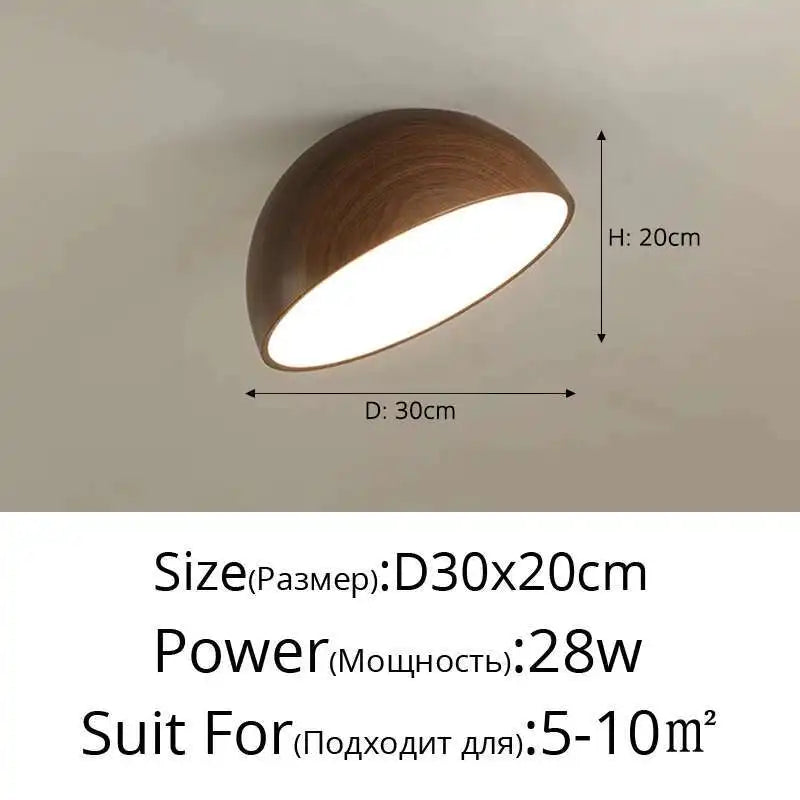 Walnut LED Ceiling Light Retro Full Spectrum Eye Protection Bedroom Lamp Entrance Foyer Corridor Lighting Fixture New Chandelier