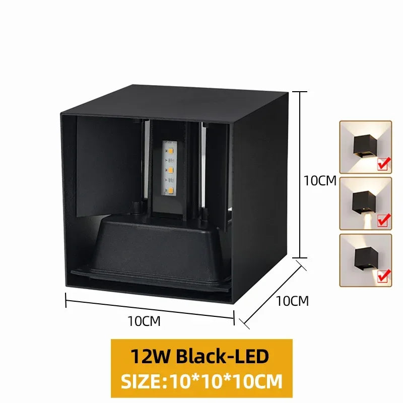 Aluminum LED Wall Lamp Outdoor Waterproof IP65 Interior Wall Light 12W24W Porch Garden Lights Living Room Street Stairs Lighting
