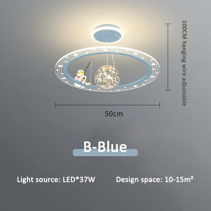 Children's Room Pendant Lamp Creative Cartoon Astronaut Starry Sky Boy Girls Bedroom Chandelier Modern Restaurant Lighting Decor