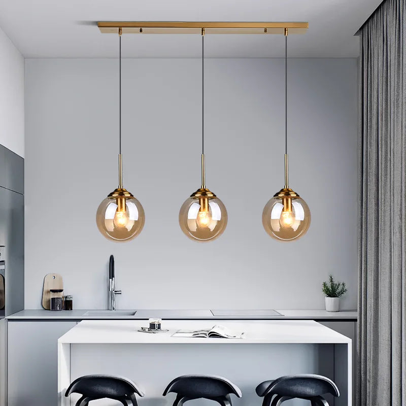 Modern 3-Light Glass Pendant Lamp – Adjustable Kitchen Island Hanging Light (E27)