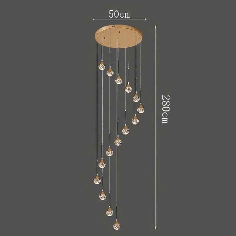 Nordic crystal lamps home decor Chandelier Glass ball living dining room Staircase Duplex indoor High-rise Ceiling Pendant light