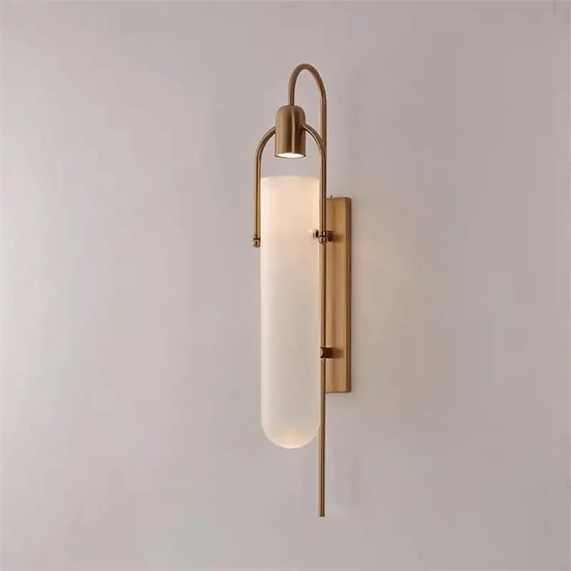 Black & Gold Glass Wall Light – Minimalist LED Sconce for Bedroom, Bathroom & Living Room