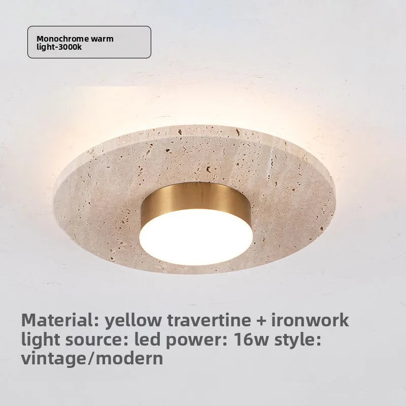 Round Stone LED Ceiling Lamp Balcony Hallway Living Room Industrial Vintage Entrance Ceiling Light Fixtures Plafondlamp