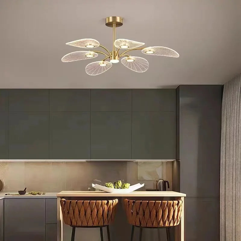 New Creative Petal Acrylic Chandelier Bedroom Children's Room Living Room Restaurant Designer Pendant Lamp Home Decor Lighting