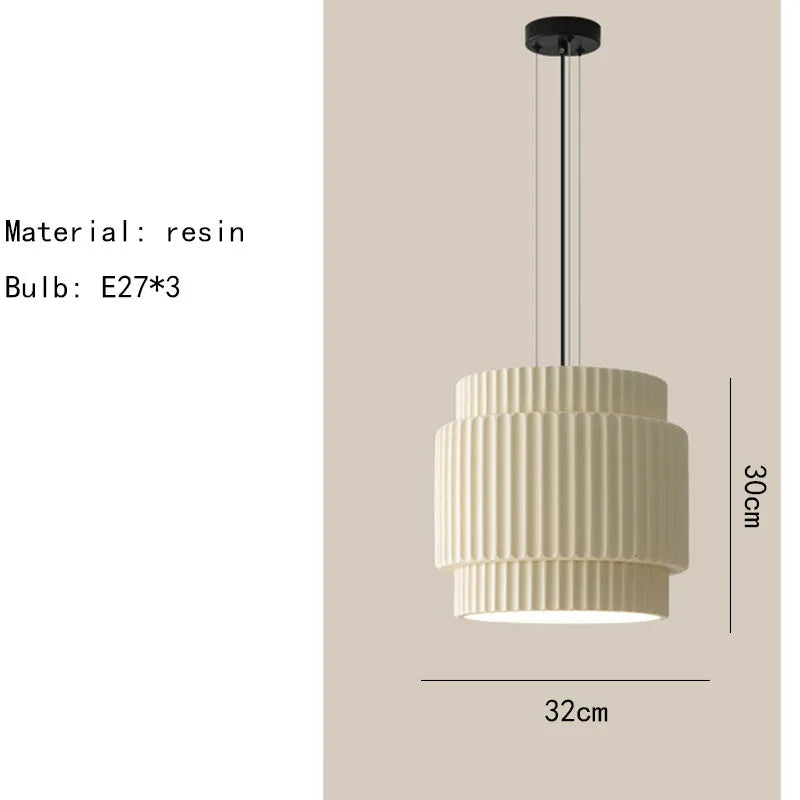 Modern Ribbed Pendant Light – Textured Resin Ceiling Lamp