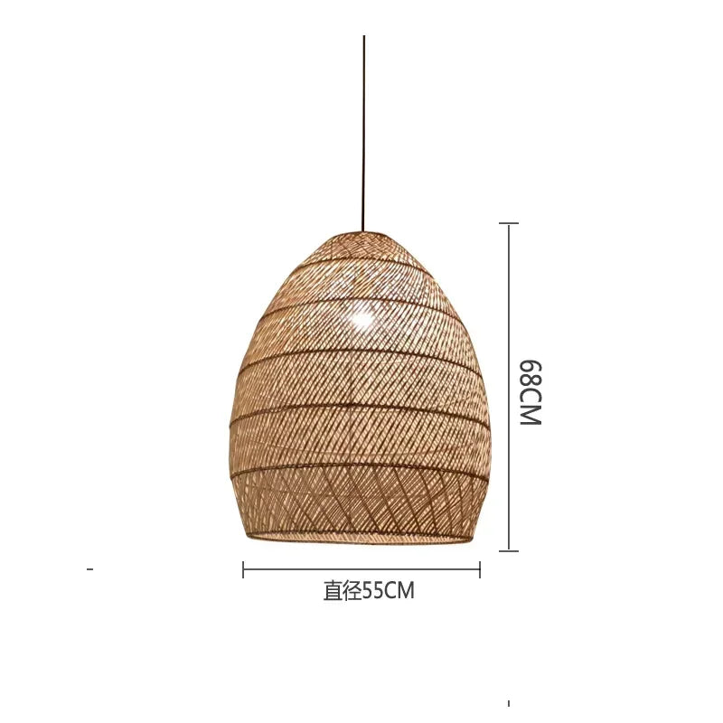 Chinese Handmade Woven Natural Rattan Pendant Lamp Living Room Restaurant Hotel Homestay Bedroom Led Chandelier Art Lights Decor