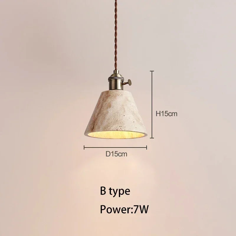 Wabi-Sabi Natural Stone Pendant Light – Japanese Minimalist Hanging Lamp
