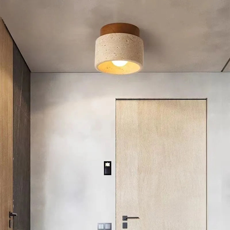 Yellow cave stone ceiling light, corridor light, entrance foyer, medieval wabi-sabi cream style entrance LED ceiling light