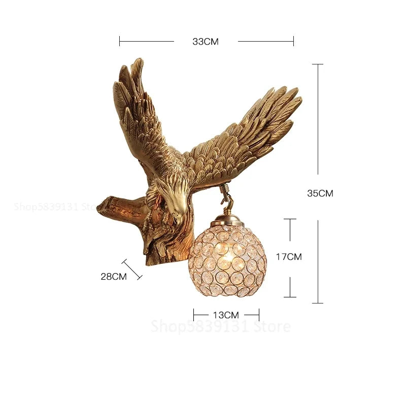 Modern Creative Resin Eagle Wall Lamp Nordic Living Room LED Wall Lights The Eagle Spread Its Wings Wall Decor Light Fixture E27