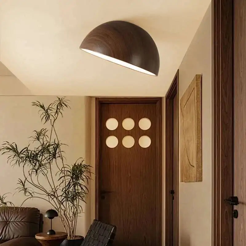 Walnut LED Ceiling Light Retro Full Spectrum Eye Protection Bedroom Lamp Entrance Foyer Corridor Lighting Fixture New Chandelier