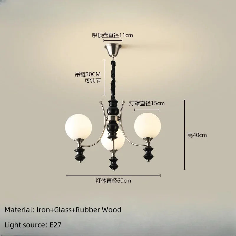 Japanese New Magic Bean LED Chandelier French Living Room Restaurant Bedroom Kitchen Walnut Wood Pendant Lamp Home Decor Light